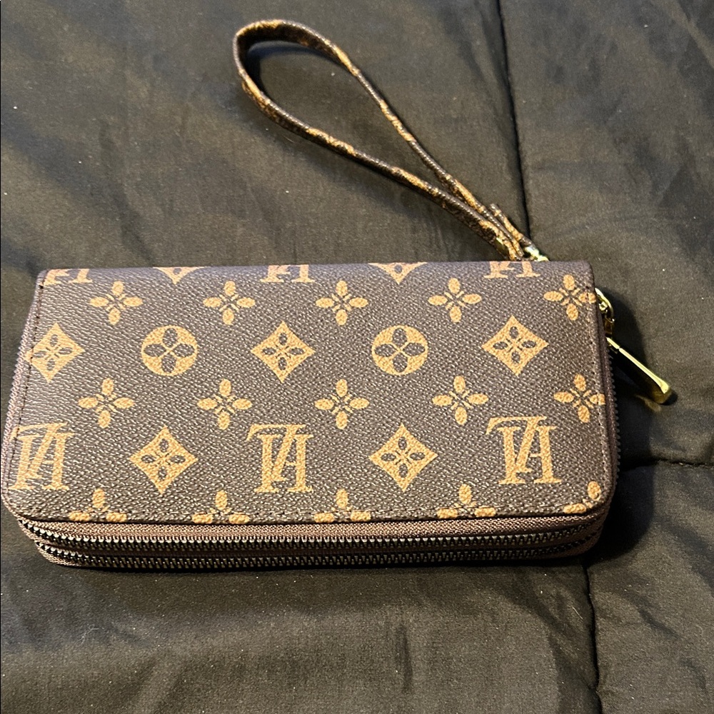 Brand New Designer Monogram Wristlet with Strap